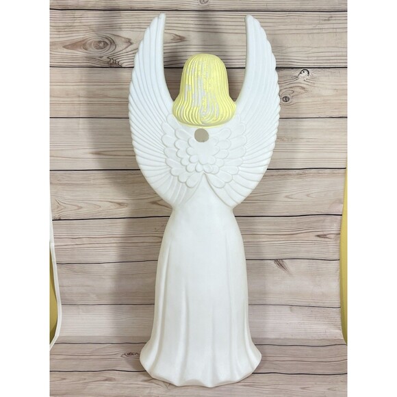 Vintage Christmas Angel Blow Mold 30" Union Products 1988 Blue Wings with Light - Picture 12 of 14